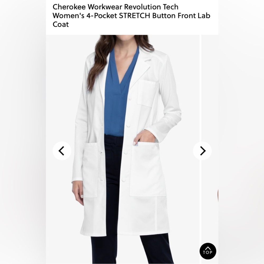 Cherokee Revolution 2X White Lab Coat EUC Scrubs Plus